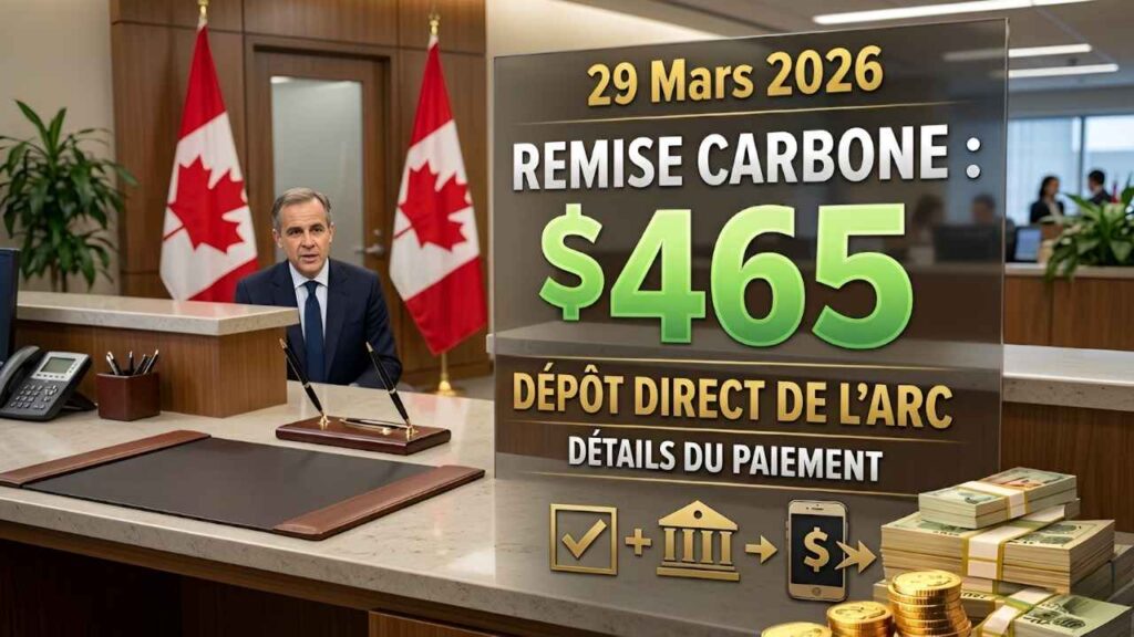 Rebate carbone 465 $ avril 2026 : dépôt direct ARC le 29 avril et détails complets