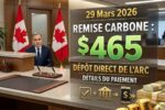 Rebate carbone 465 $ avril 2026 : dépôt direct ARC le 29 avril et détails complets